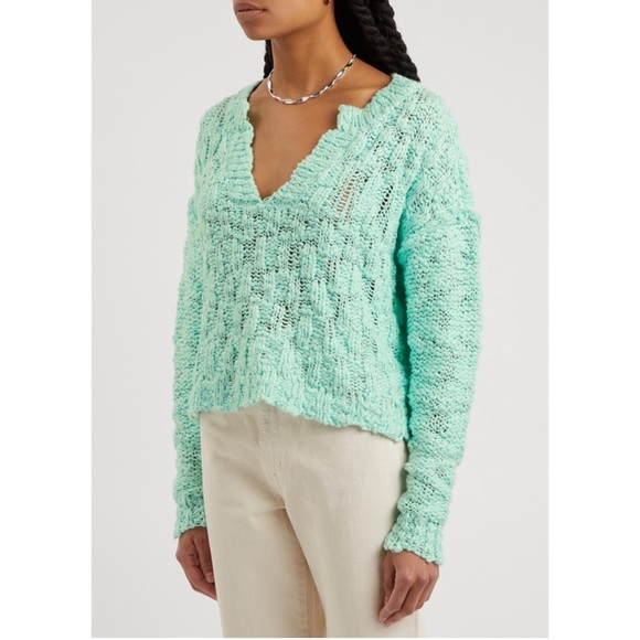 Free People Sweaters - Free People Josephine Pullover Frozen Melon Sweater Green XS with Relaxed Fit